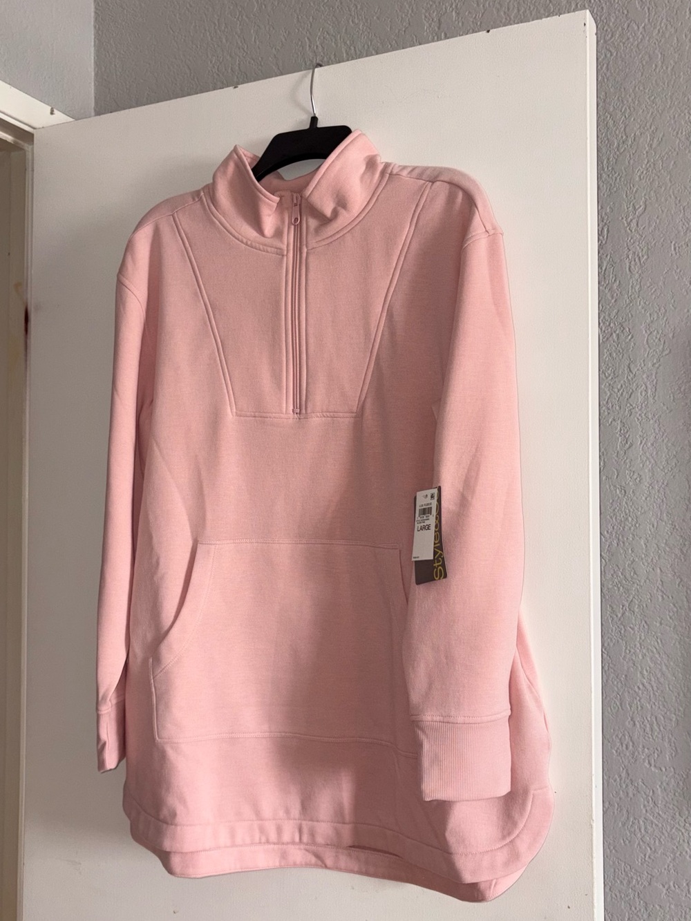 Style & Co. Light Pink Quarter-Zip Pullover Hoodie